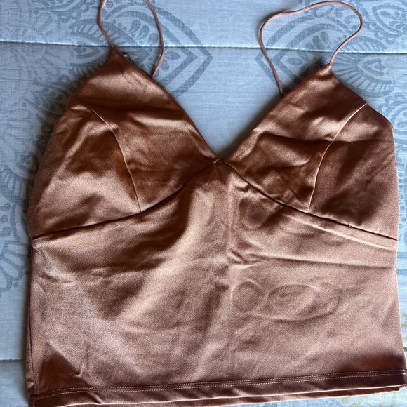 Satin Halter Crop Top - Picture 1 of 6